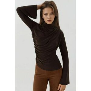 Bluza dama - eleganta - tricot - maneca lunga - croiala slim - maro imagine