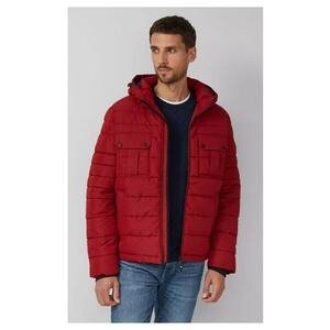 Geaca matlasata barbati cu gluga detasabila si buzunare multiple - Rosu inchis imagine