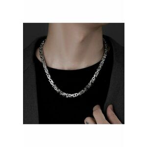 Colier barbati - argintiu - din otel inoxidabil - suflat cu aur 18k - cu zale imbinate - Raoul C9 imagine