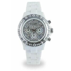 Ceas dama 36 mm - curea plastic alba - rezistenta la apa 5 ATM imagine