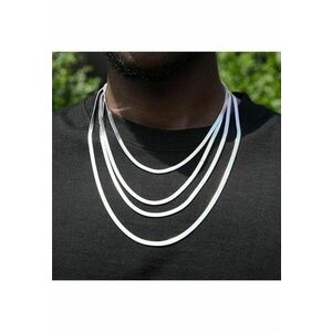 Colier barbati - argintiu - din otel inoxidabil - suflat cu aur 18k - stil sarpe - Quinn C9 imagine