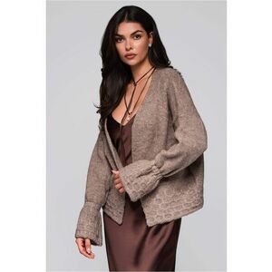 Pulover cu maneci clopot - Bej inchis imagine