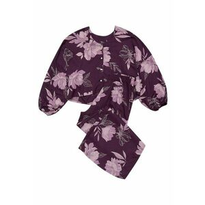 Pijama dama Fleur - floral - violet - viscoza - maneca lunga - pantaloni lungi imagine