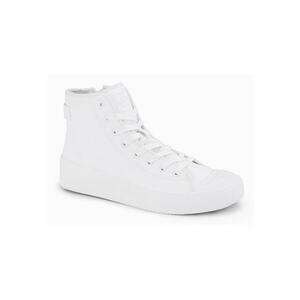 Pantofi sport inalti cu fermoar OM-FOTH-0184 - Alb imagine