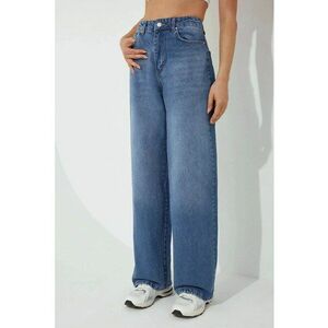 Blugi dama denim - croiala larga - talie normala - lungime lunga - albastru imagine