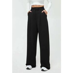 Pantaloni dama - textil - talie inalta - negru imagine