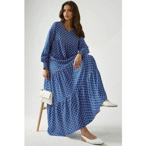 Rochie maxi imprimeu - albastra - viscoza imagine