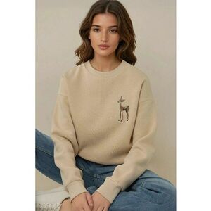 Hanorac dama Comfort - model animal - bej - bumbac imagine