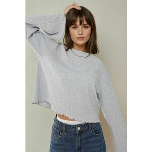 Bluza dama bumbac/elastan - gri imagine