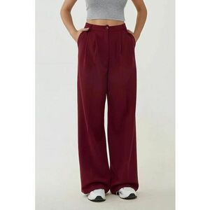Pantaloni dama - palazzo - talie inalta - rosu - bumbac imagine