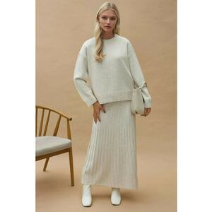 Compleu dama cu fusta - alb - tricot imagine