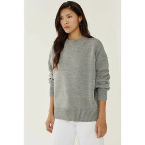 Pulover de dama guler rotund - confortabil - gri - tricot imagine