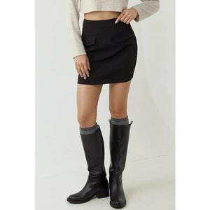 Fusta mini - colectia Pika - buzunare false - negru - textil imagine