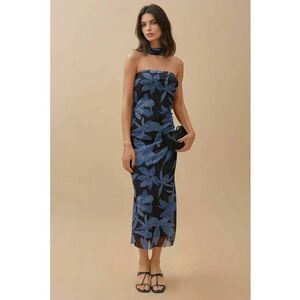 Rochie midi - imprimeu floral - slim fit - albastru - jerseu imagine