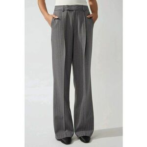 Pantaloni dama - drepti - plisati - gri - textil imagine