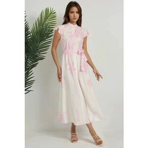 Rochie maxi dama - imprimeu floral - roz - textil imagine