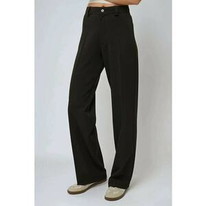 Pantaloni dama - talie inalta - negru - poliester-viscoza - Negru imagine