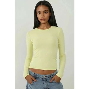 Bluza dama - slim fit - maneca lunga - jerseu - galben imagine