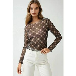 Bluza dama - cu guler rotund - imprimeu - negru - jerseu imagine