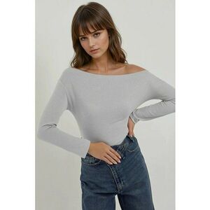 Bluza dama - cu maneca lunga si guler Carmen - dungi - gri - jerseu imagine