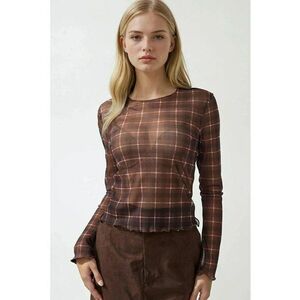 Bluza dama - cu guler rotund - imprimeu - maro - jerseu imagine