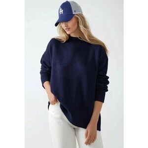 Pulover dama - pulover tricotat - guler rotund - tricot - Albastru marin - imagine