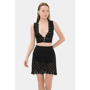 Compleu dama - fara maneci - talie inalta - decolteu adanc - negru - tricot - imagine
