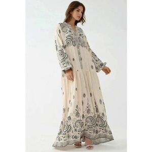 Rochie maxi - decolteu in V - detalii cu nasturi - gri - textil imagine