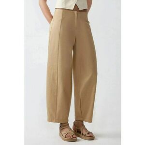 Pantaloni pentru dama - talie inalta - textil - bej imagine