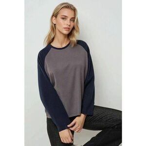 Bluza dama - tip waffle - maneca lunga raglan - gri - Gri imagine