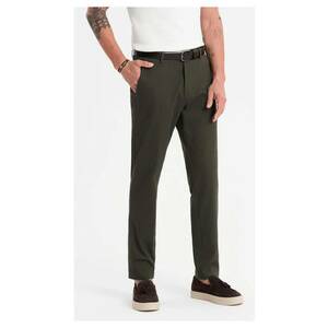Pantaloni chino REGULAR FIT cu textura delicata OM-PACP-0184 - Verde inchis imagine