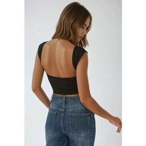 Crop Spate Deschis - Negru - Viscoza - Negru imagine