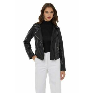 Jacheta de motociclist - Piele ecologica - Negru - Design elegant - Confortabil imagine
