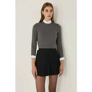 Pulover dama - bluza tricotata simpla - gri - tricot imagine