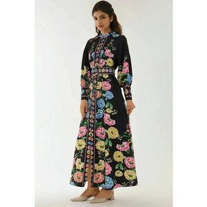 Rochie maxi maneci lungi - imprimeu - material subtire imagine