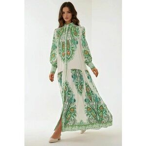 Rochie maxi - imprimeu - verde - textil imagine