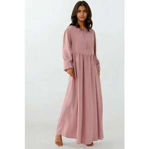 Rochie maxi - croiala in forma de A - guler rotund - roz - textil imagine