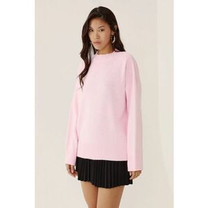 Pulover dama guler rotund - confortabil - roz - tricot imagine