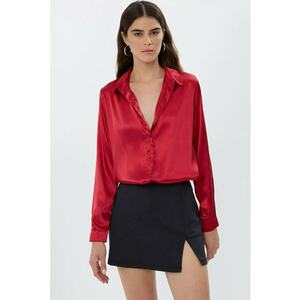 Camasa clasica dama - satin - rosu imagine