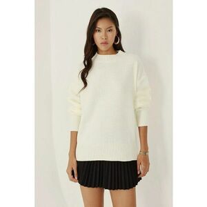 Pulover dama guler rotund - confortabil - alb - tricot imagine