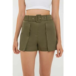 Pantaloni scurti - bumbac - talie inalta - verde imagine
