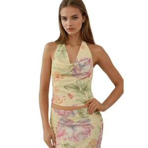 Top dama - Galben - Textil - Floral imagine