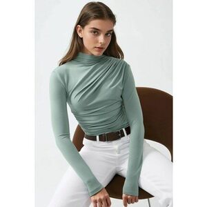Bluza dama - guler inalt - poliester/elastan - verde prafuit imagine