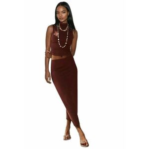 Top dama slim fit - guler halter - maro imagine