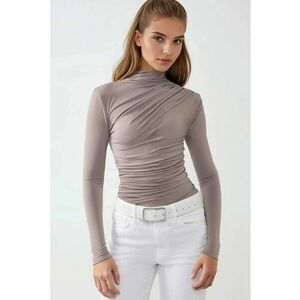 Bluza dama - guler inalt - poliester/elastan - maro imagine