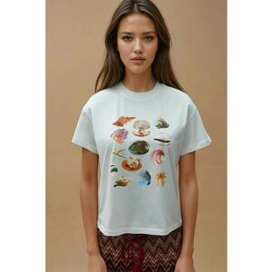 Tricou dama imprimeu - maneca scurta - multicolor - bumbac imagine