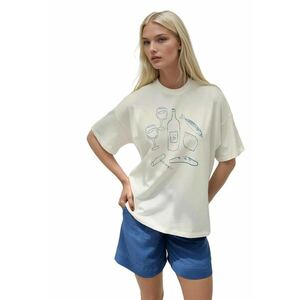 Tricou dama bumbac - imprimeu supradimensionat - alb imagine