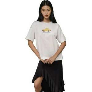 Tricou dama bumbac - supradimensionat - galben/alb imagine