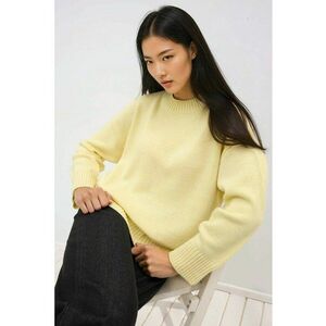 Pulover dama guler rotund - confortabil - galben - tricot imagine