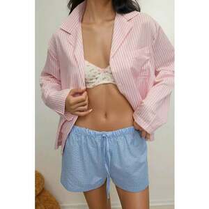 Pantaloni scurti - Relaxed Fit - dungi - albastru - Albastru imagine